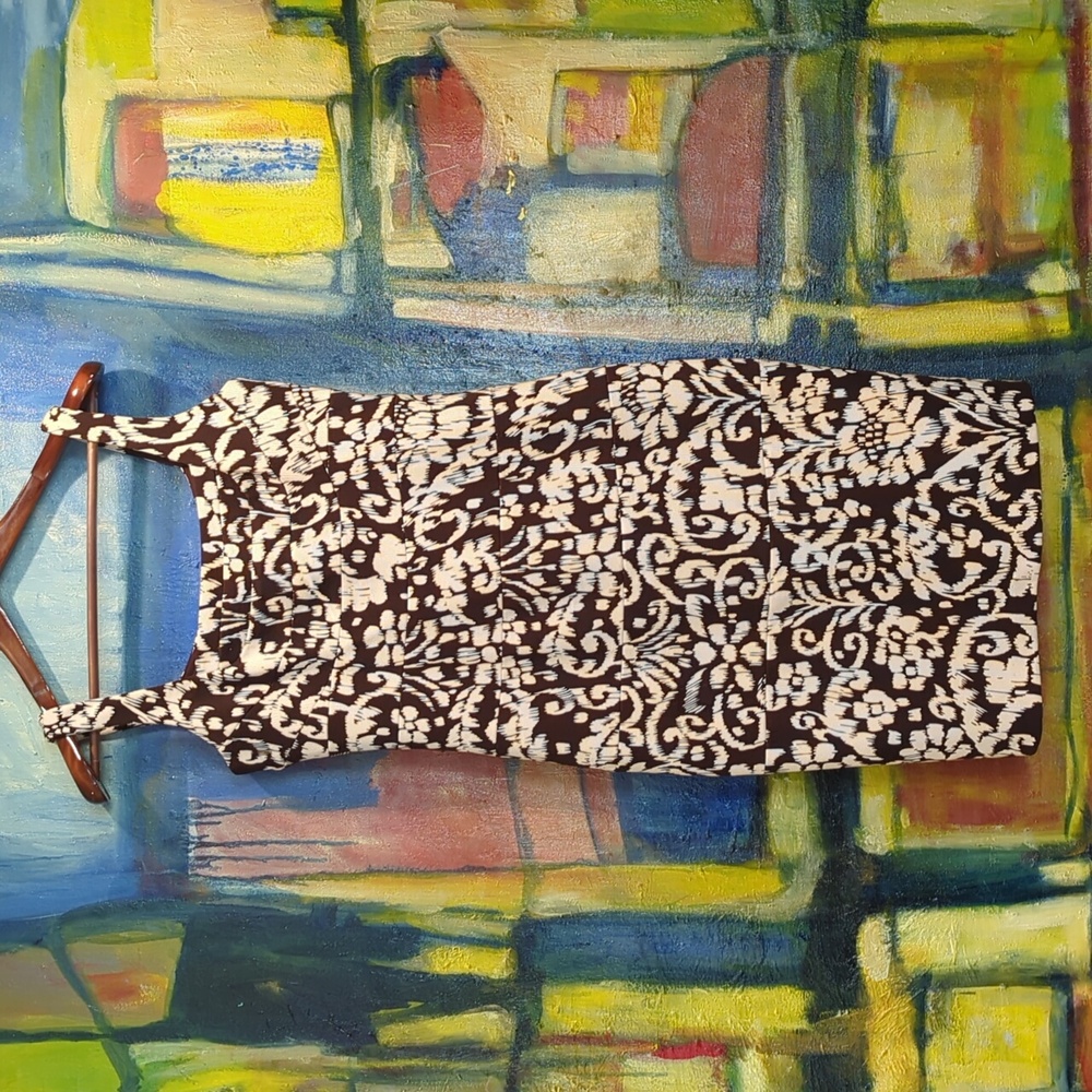 Sangria damask midi brown/white size 8